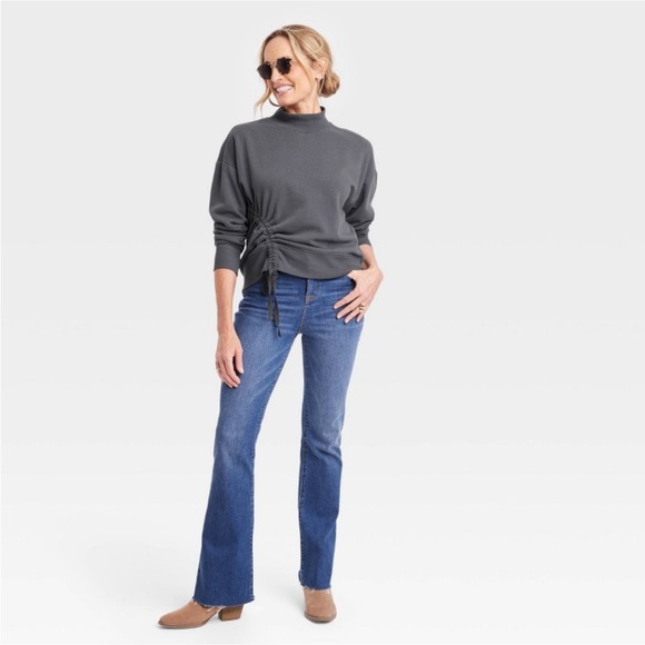 Knox rose charcoal ruched sweatshirt nwt - Picture 3 of 3